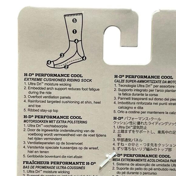 Harley-Davidson Extreme Cushion Riding Socks, White and Gray, Size M, NWT - Picture 5 of 5